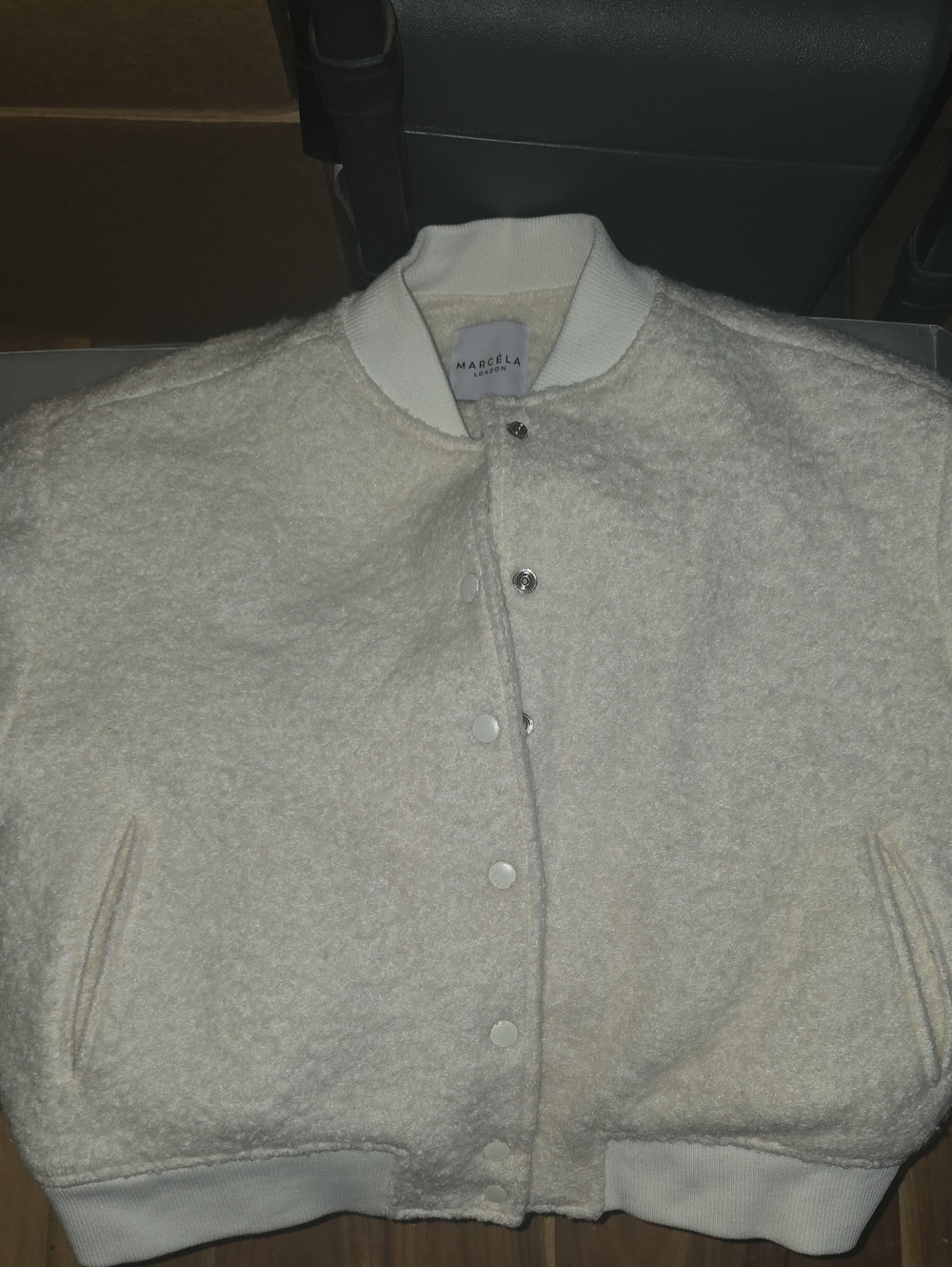Marcela London Cream Bouclé Bomber Jacket